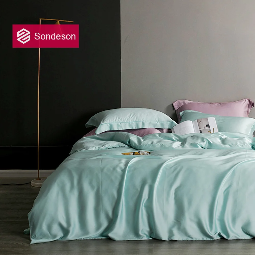 

Комплект летнего роскошного постельного белья Sondeson из 100% шелка однотонный Королевский пододеяльник простыня или Наволочка Комплект постельного белья