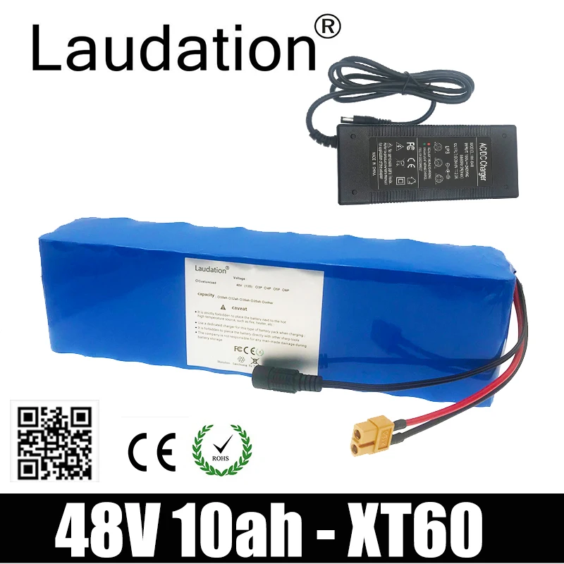 

Laudation 48V 13S 3P 10Ah 500W Li-Ion Battery Pack, Suitable For 48V Electric Bicycle With 15A BMS XT60 Built-In Lithium Battery