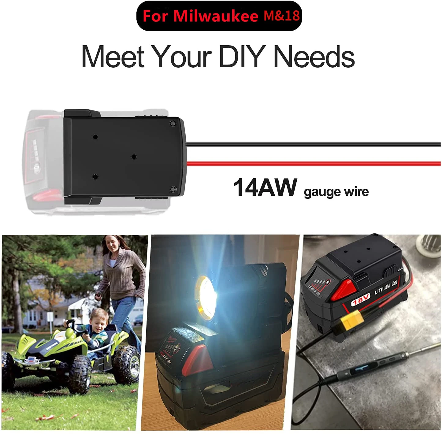 

Адаптер для аккумулятора Milwaukee M18 18 в, разъем питания для литий-ионной батареи, адаптер док-станции с 14 проводами Awg, электроинструменты «сделай сам»