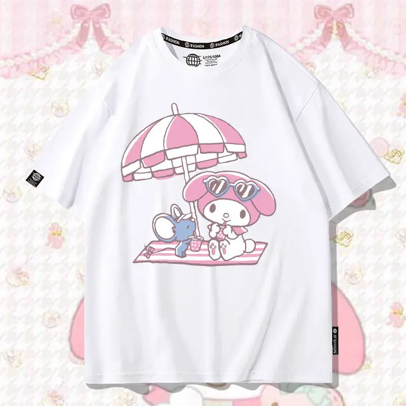 

My Melody Sanrio Short-Sleeved T-Shirt Female My Melody 2023 New Clothes Summer Children's Half-Sleeved Women Hello Kitty Gift