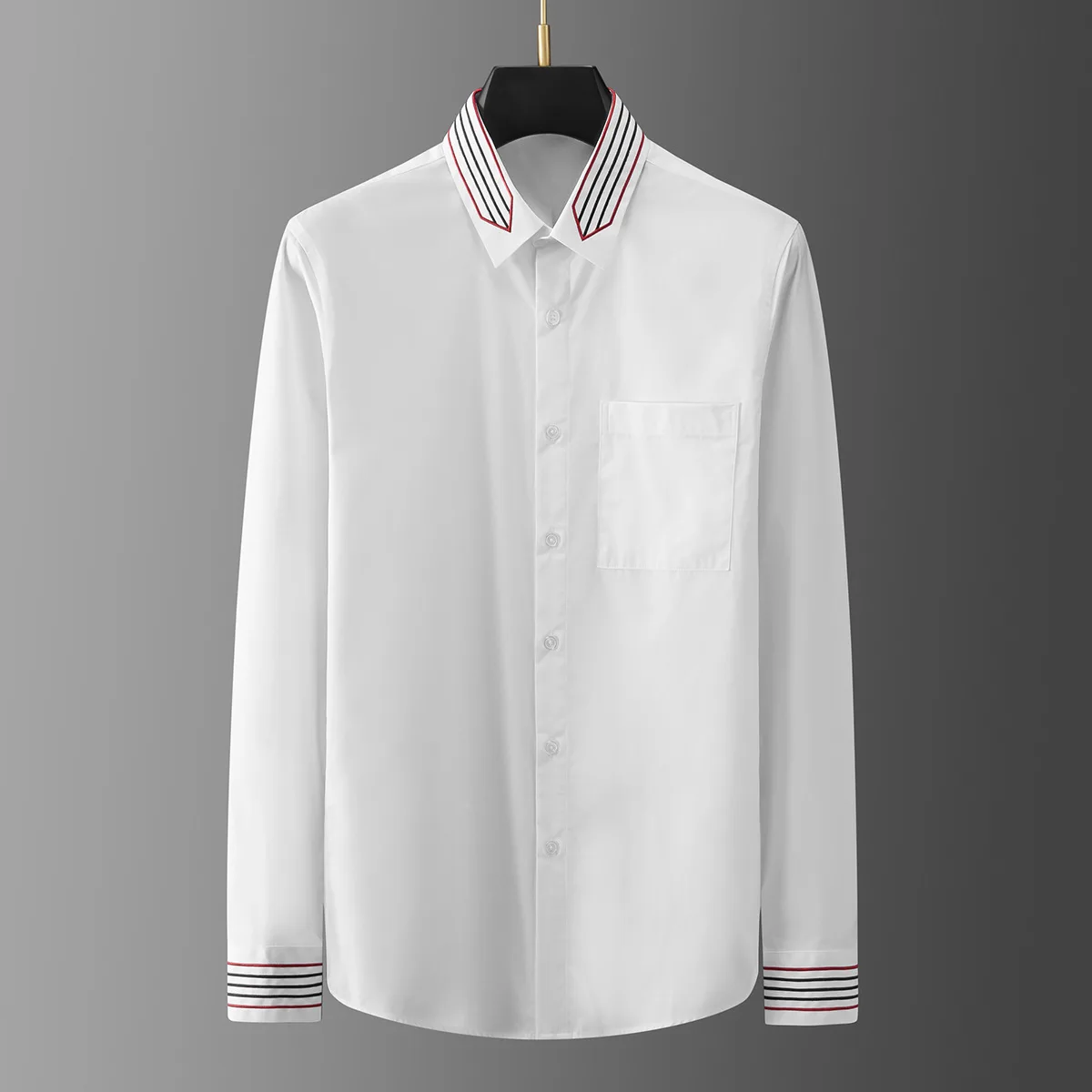 

2022 Arrow Stripe Embroidery Male Shirts Luxury Long Sleeve Solid Color Mens Dress Shirts Fashion Slim Fit Pary Man Shirts 3XL