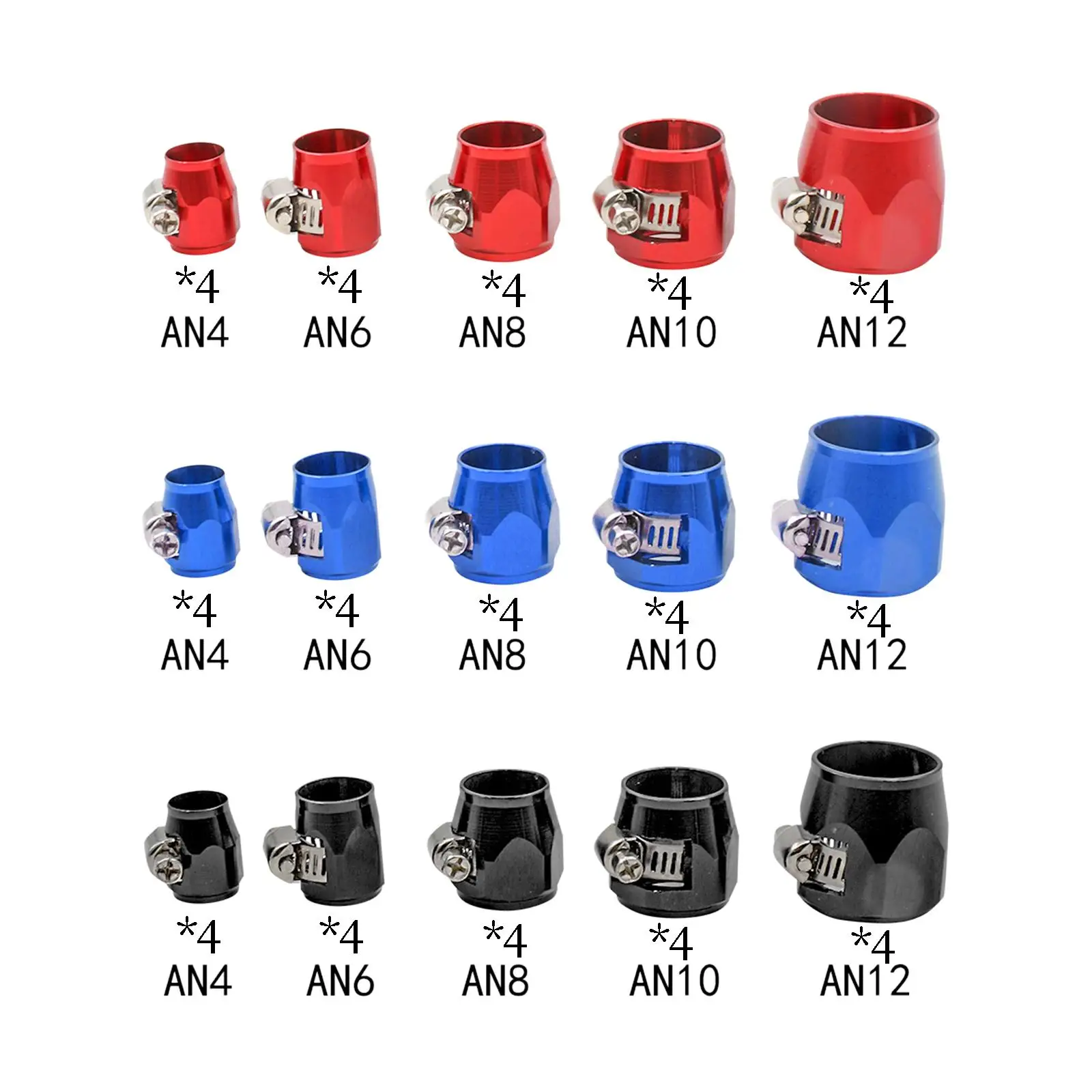 

4 Pieces Hose Finisher Clamps Aluminum Alloy with Screw Band Hose Connectors