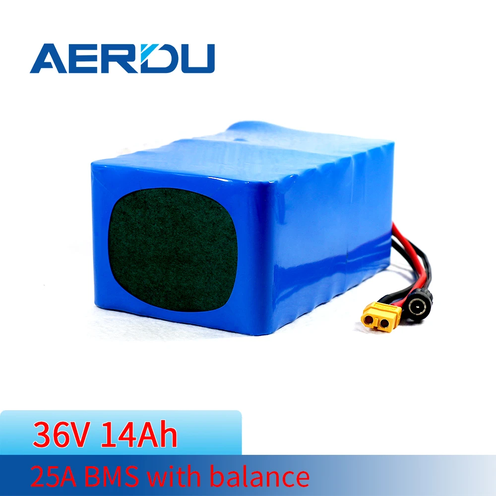 

AERDU 36v 14AH 10S4P 3500mah 600watt Rechargeable 18650LiIon Battery Pack Built-in Bms for Balance Car Skateboard E-bike Scooter