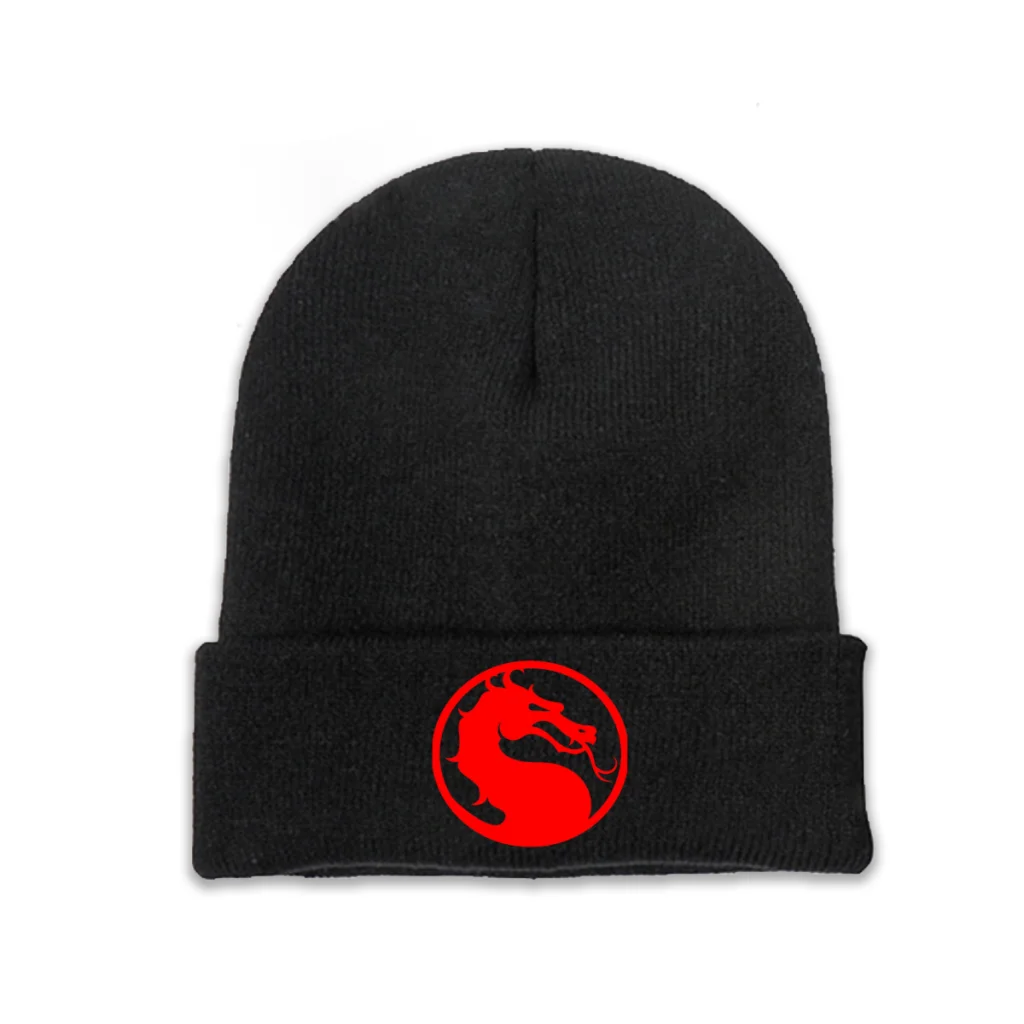 

Red Dragon Mortal Kombat Liu Kang Sonya Johnny Cage Game Knitting Beanie Caps Skullies Beanies Ski Caps Soft Bonnet Hats