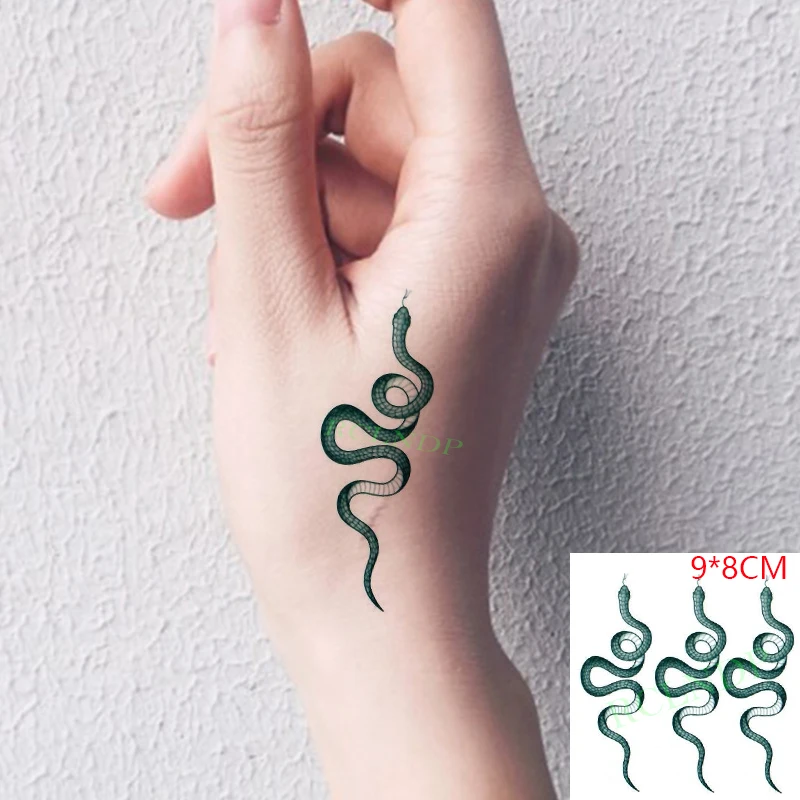 

Waterproof Temporary Tattoo Stickers Green snake animal ins sexy cool fake Tatto Flash Tatoo Body Art Arm for Women Men