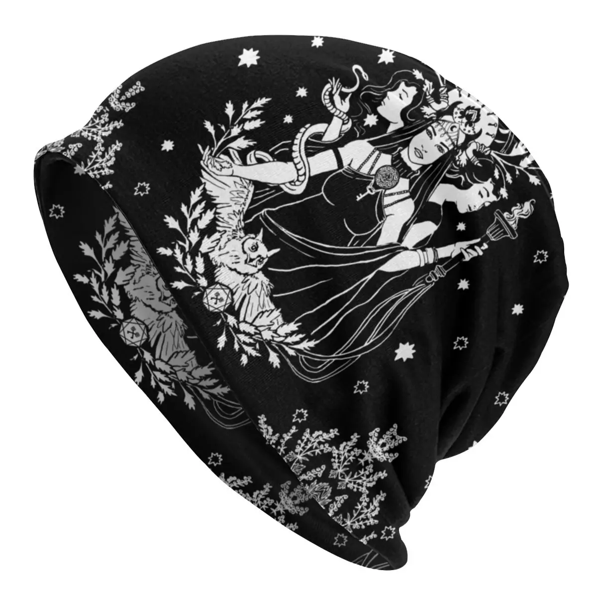 

Шапка-бини Hekate в стиле «Тройная богиня» для мужчин и женщин, классная зимняя теплая вязаная шапка унисекс, для взрослых, в готическом стиле, Хэллоуин, шляпа ведьмы, шапки