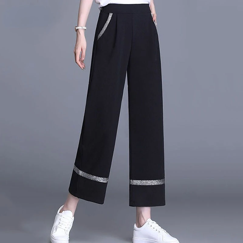 Women Clothing Solid Straight Pants Summer Thin Causal Office Lady High Waist Wide Leg Pants Female Trousers