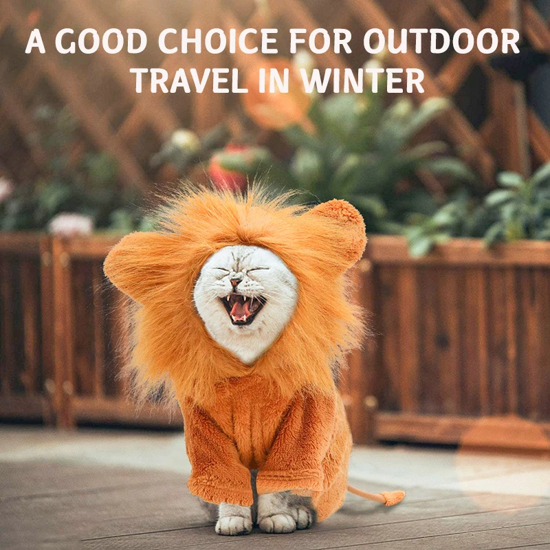 Зимняя Теплая Одежда для собак Mysudui с капюшоном и львом утолщенная теплая Милая