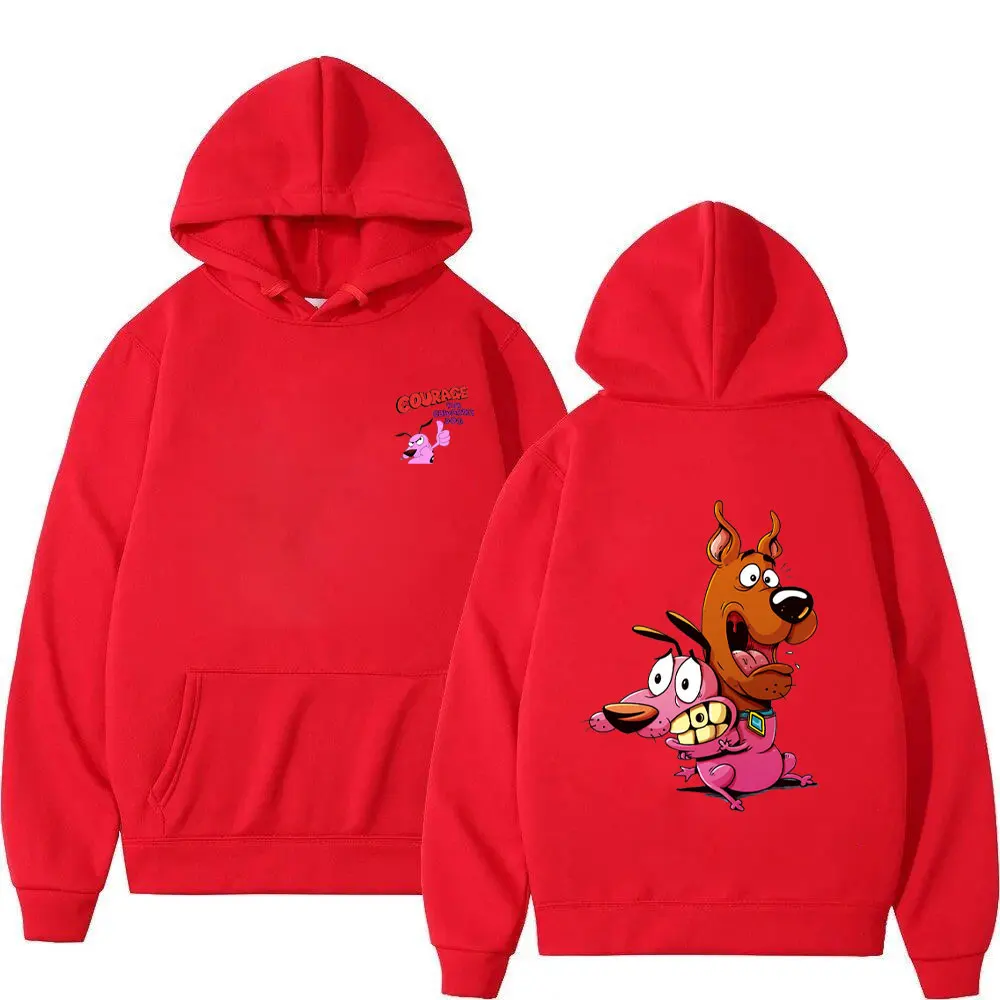 Фото Толстовки с логотипом Courage The Cowardly Dog, двусторонний принт, мужская и женская модная толстовка с заниженными рукавами, пуловер 90-х с героями мультфильмов №5