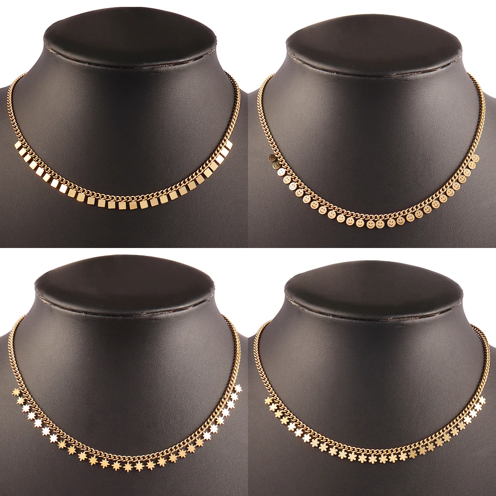 Ожерелье из нержавеющей стали для женщин ожерелье с круглым кулоном циркония