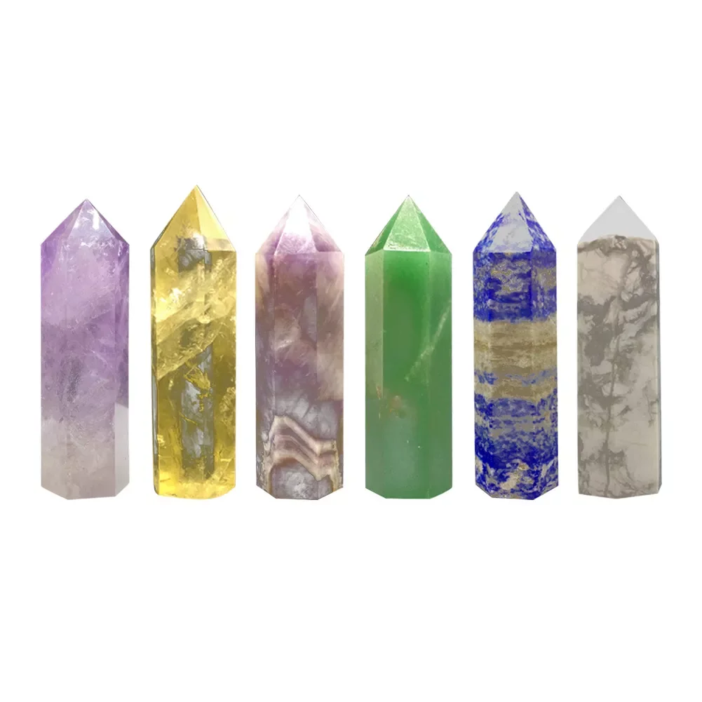 

NEW2022 Natural Stones Quartz Crystal Point Hexagon Chakra Healing Stone Energy Wand Pillar Faceted Mineral Crafts Home Decorati