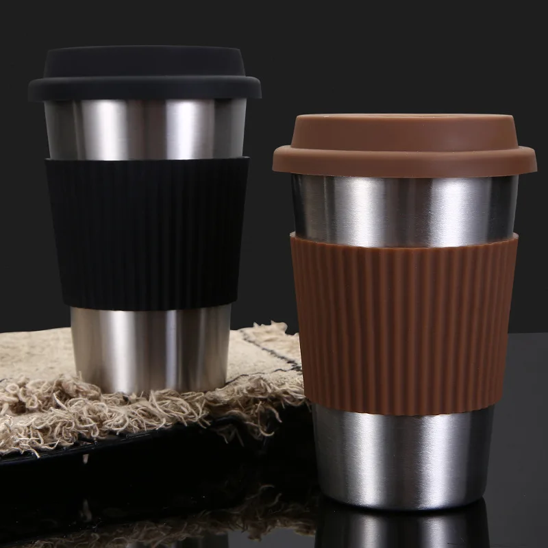 

Coffee Mug 500ML Stainless Steel Drinking Silicone Anti-Scalding Cover Tea Juice Tumbler Portable Insulated Water Cups Drinkware