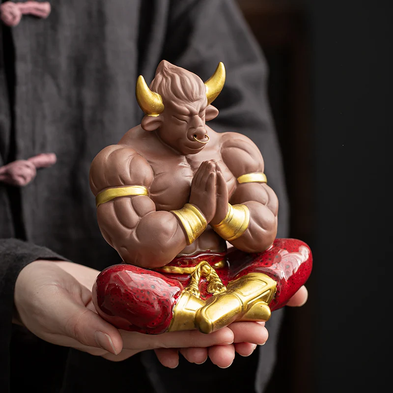 

Bull Demon King Ornament Purple Sand Tea Pets Bullish Tea Table Decoration Handicraft Tea Play Tea Art Home Decor Ornament