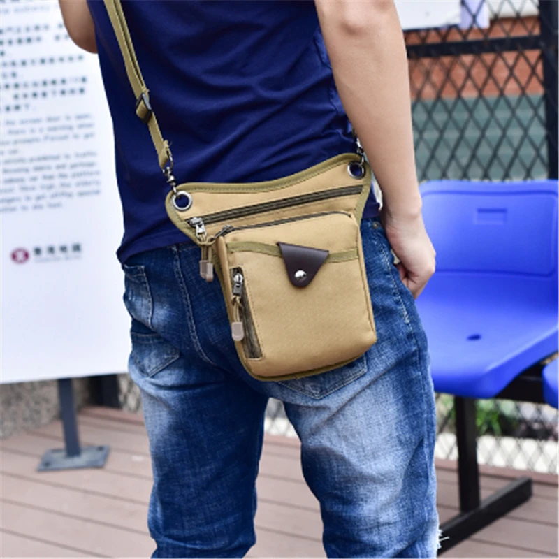 

Men Nylon Drop Legs Bags Fashion Hip Waist Pack Thigh Bum Fanny Packs Multifunction Tactical Riding Male Shoulder Messenger Bag