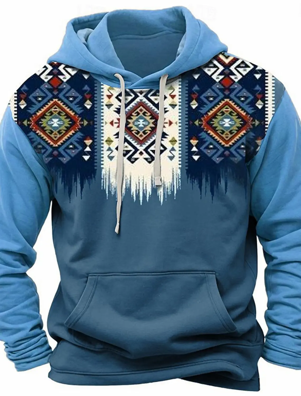 Мужская модная толстовка с принтом в клетку синяя коричневая Повседневная