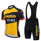 Комплект одежды для велоспорта JUMBO VISMA, Мужская футболка с коротким рукавом и велосипедные шорты 19D, одежда для горных велосипедов, 2022