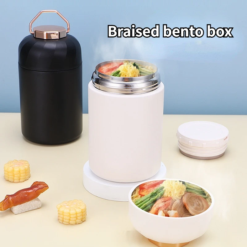 

Portable Stainless Steel Braising Beaker Vacuum Tank Thermos Cup Large Capacity Lunch Box Simple Braised Porridge Rice Bento Box