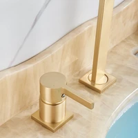 bathroom basin faucet black brushed gold 360 degree rotate spout single handle hot cold mixer crane tap waterfall basin wash tap