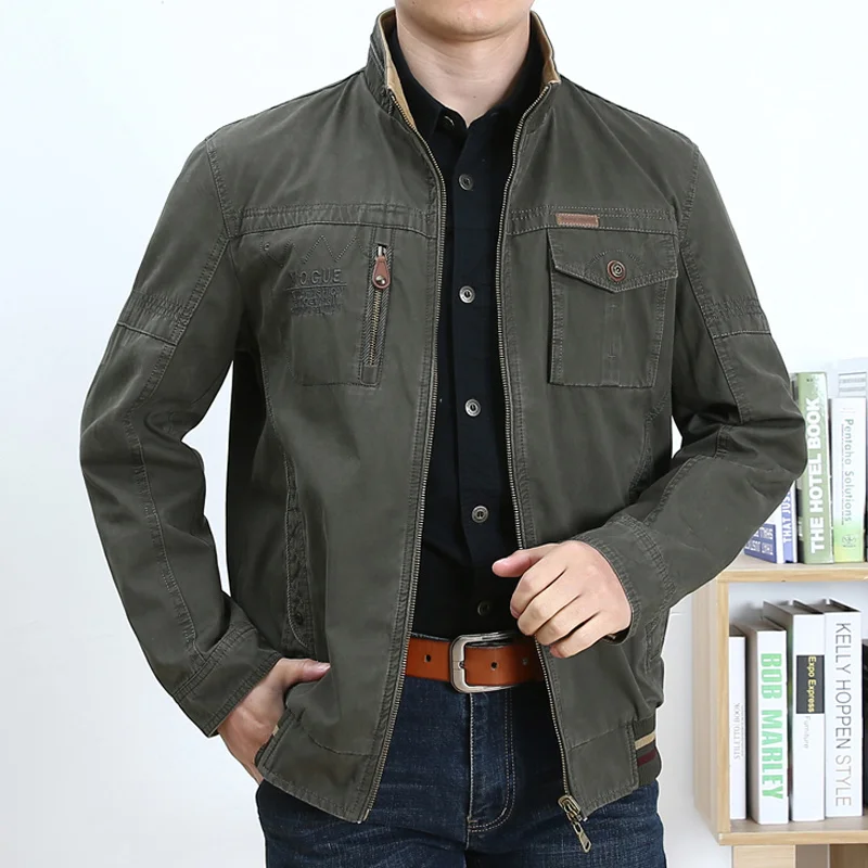 

Autumn Spring Safari Jacket Cotton Loose Casual Tooling Dad Overcoats Middle-aged Mens Jackets Coat Brand A662