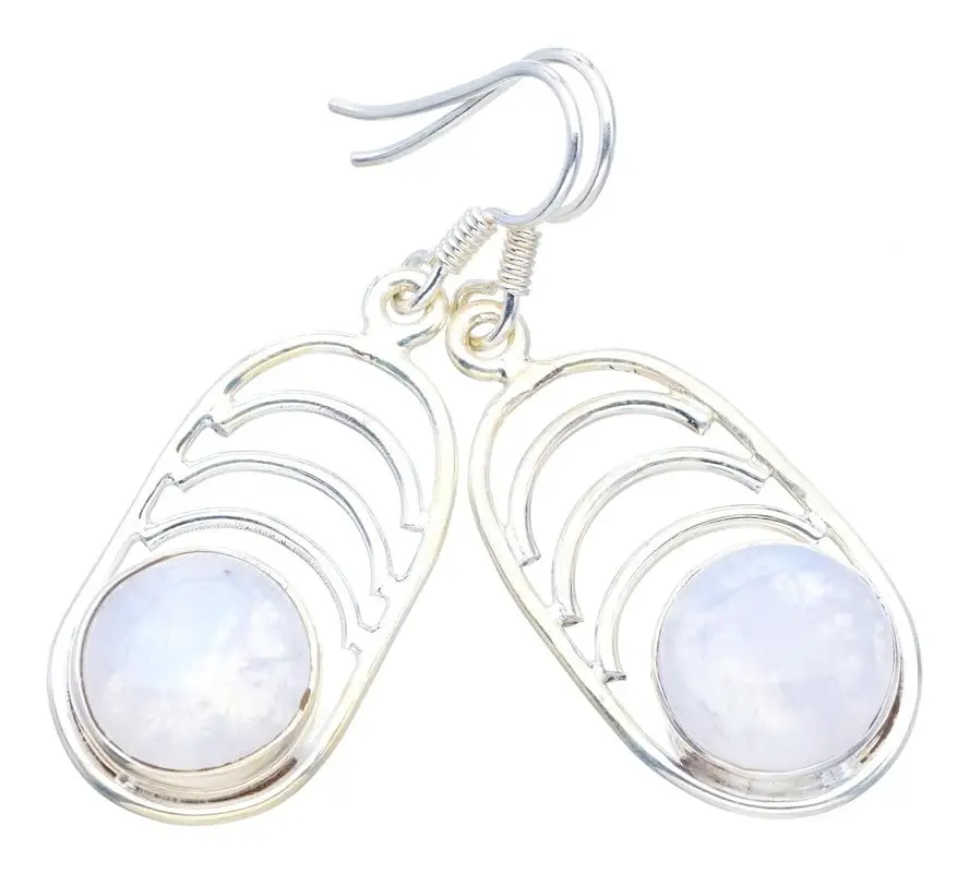 Серьги из серебра с лунным камнем 1/2 дюйма