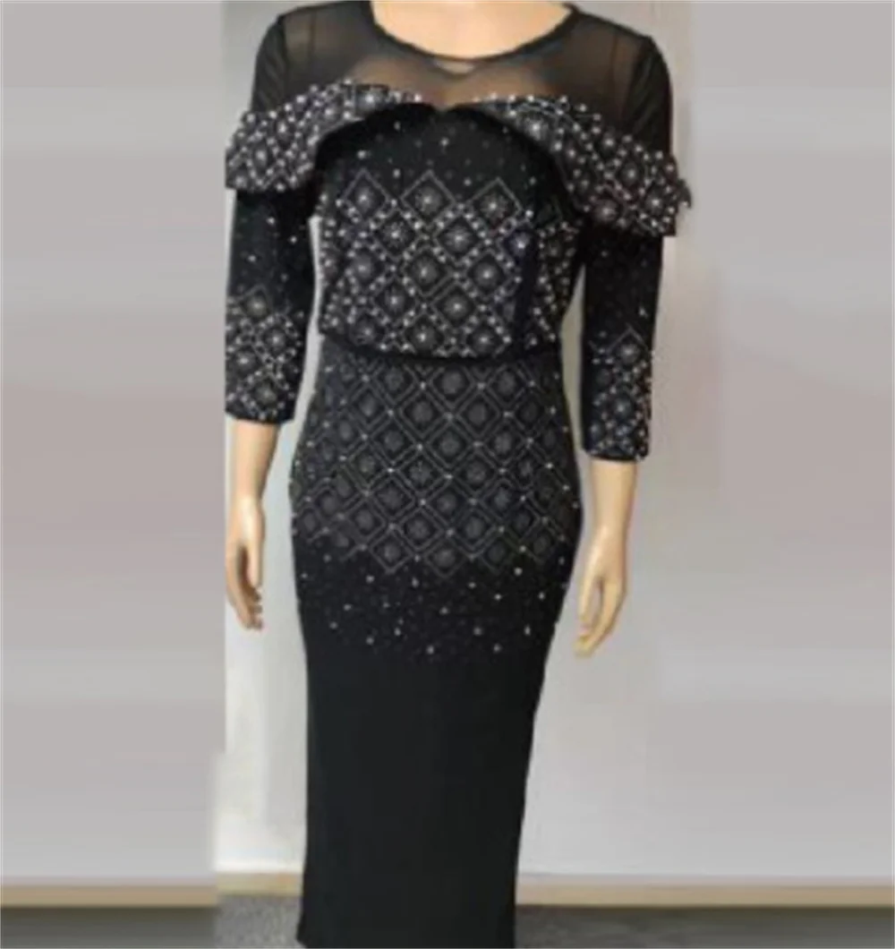 

2022 Африканское Новое Европейское и американское вечернее платье с бисером, юбка большого размера, приталенное элегантное темпераментное п...