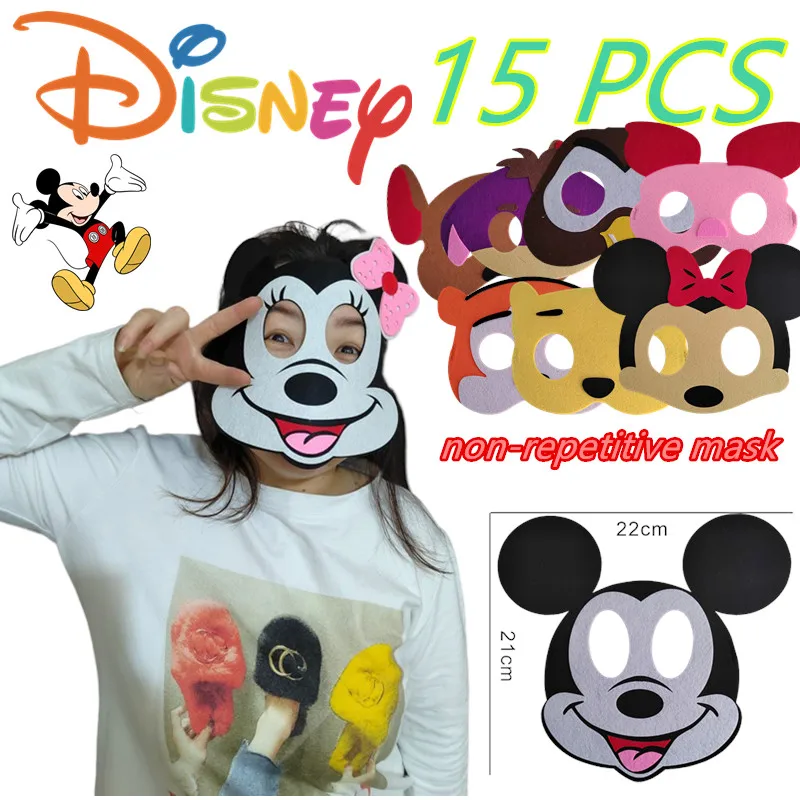 15 Pcs Disney Mickey Minnie Donald Duck feltro maschera per bambini Anime Cosplay maschera per gli occhi decorazione per feste di compleanno giocattoli per feste di Halloween