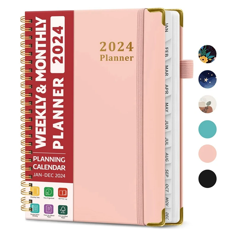 

2024 Planner - Weekly And Monthly Planner Spiral Bound, Jan 2024 - Dec 2024, A5 (6.7 X 8.6 Inch), Planner With Tabs Easy Install
