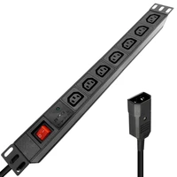 network rack pdu aluminium alloy power strip 7 ways c13 output socket with spd 2m extension cable