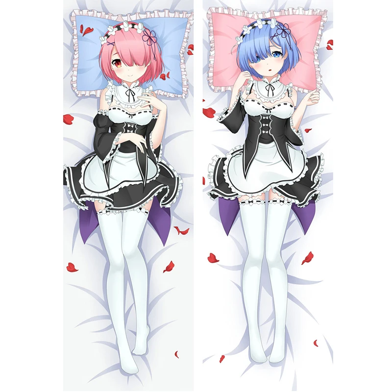 

Ram Rem Twins Hugging Body Pillowcase Anime Re:life In a Different World From Zero Dakiamkura Pillow Cover Otaku Japanese Style