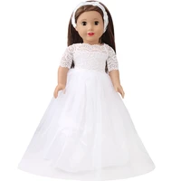 18 inch american girls doll pure white sacred wedding dress born baby toys accessories fit 40 43 cm boy dolls c996