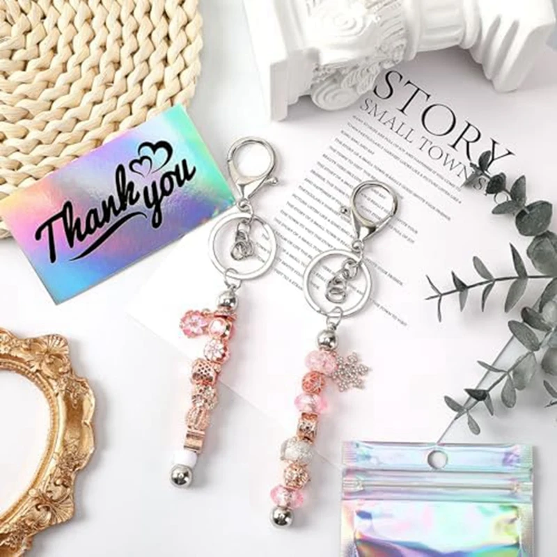 Набор металлических брелоков с бусинами для изготовления изделий своими руками