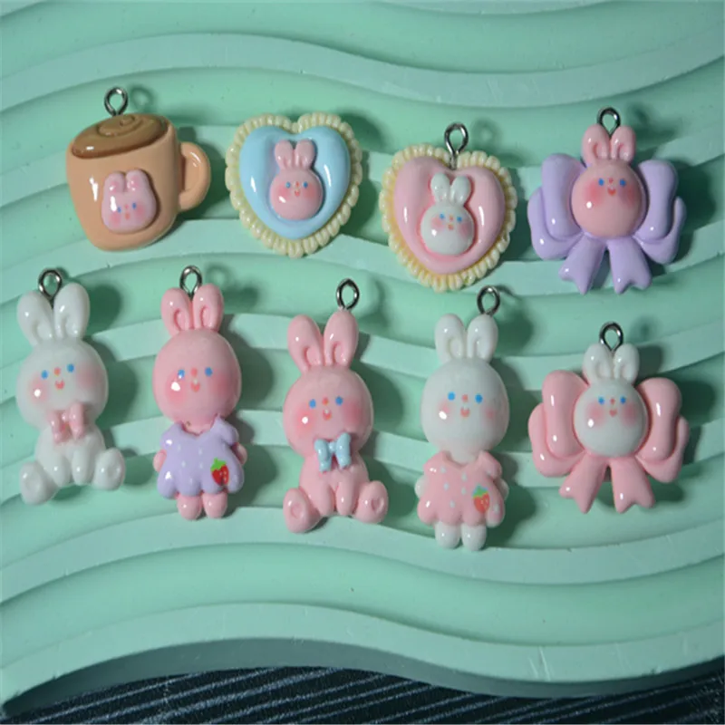 

Подвески из смолы в виде кролика с бантом для самостоятельного изготовления ювелирных изделий, брелоков, браслетов, сережек, ожерелий, подвесок, 10 шт., 609