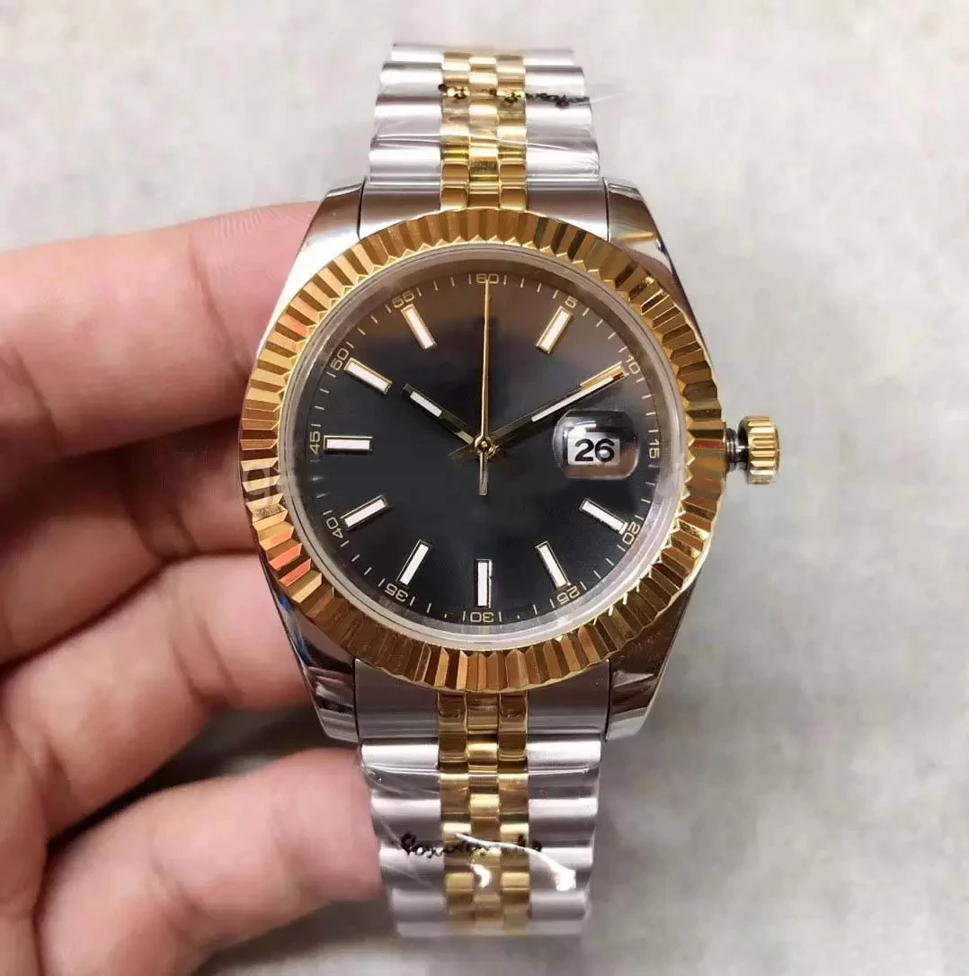 

Luxury Mens Watch 41mm Waterproof Sapphire Crystal Automatic Mechanical Movement Two Tone Gold Stainless Steel Male Wristwatch