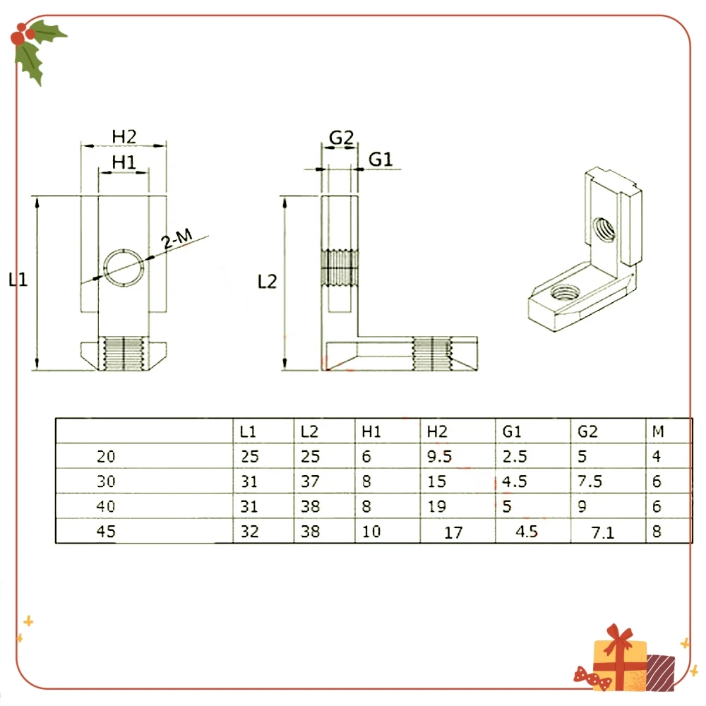 Внутренний угловой кронштейн для экструзии алюминия