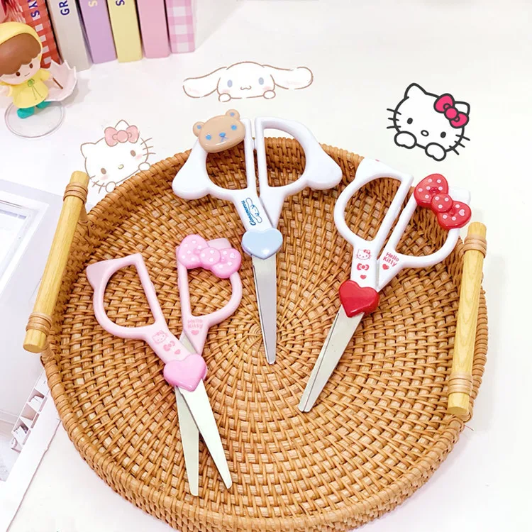 

Sanrios Hello Kt Kawaii Scissors Anime figures Cinnamoroll Stainless Steel Cartoon Office Kitchen Household Accessories Supplies