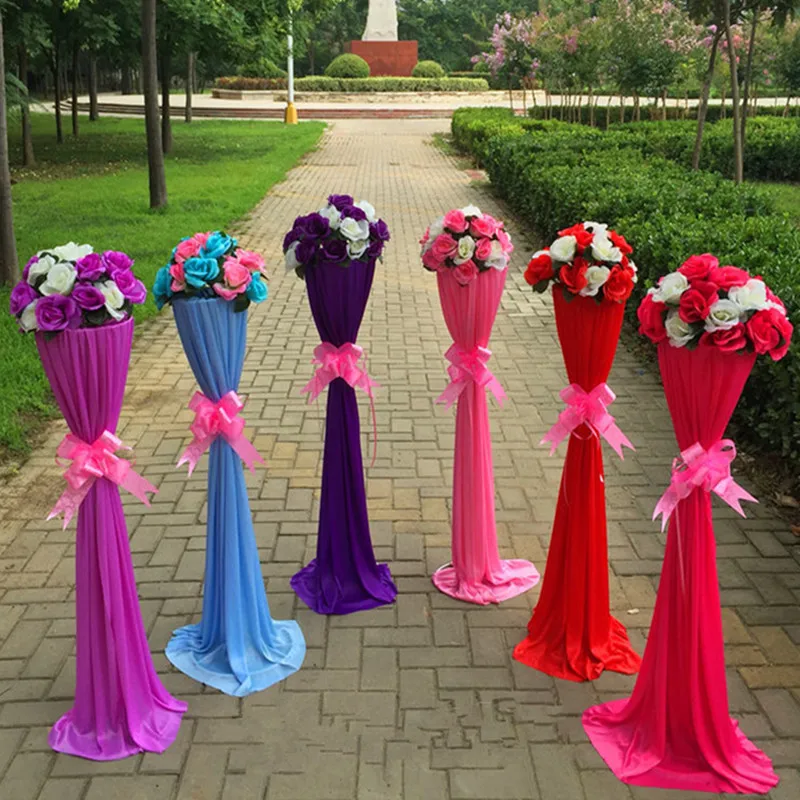 

4Pcs Wedding Centerpieces Artificial Rose Flower Ball Road Lead Set Event Mall Opening Guide Column Party Decoration Props
