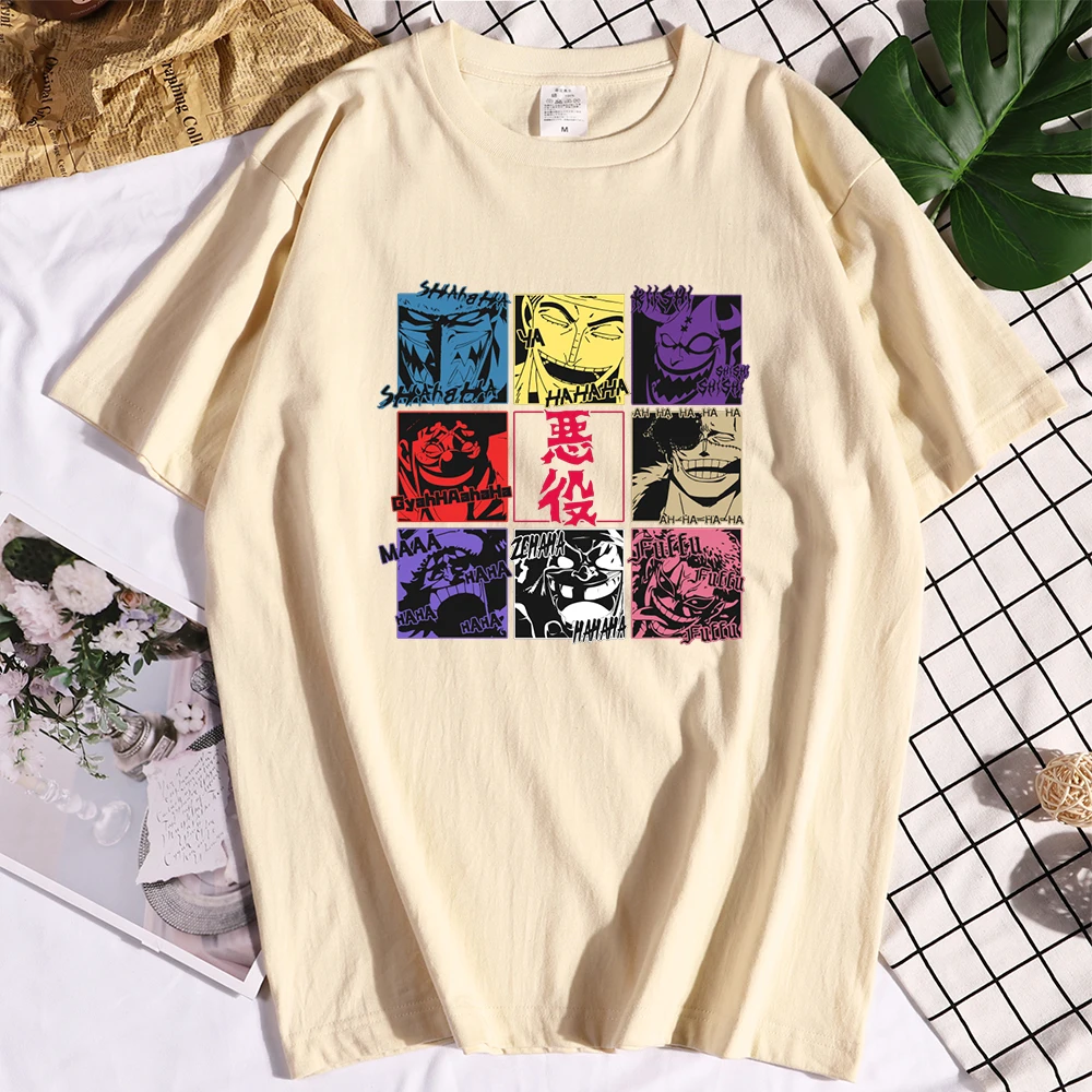 

Злодейские мужские футболки с рисунком из соломы и смеха, Одежда большого размера, футболки с круглым вырезом, модная женская одежда