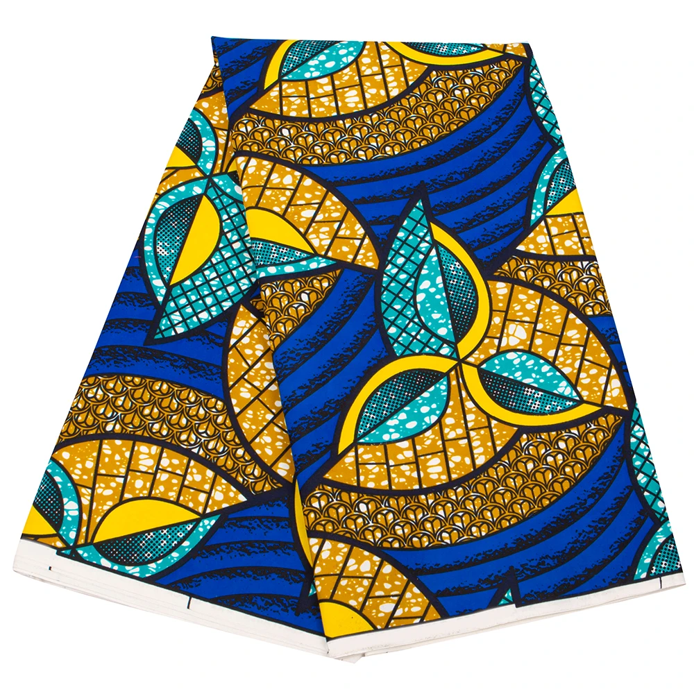 

Real Wax Ankara Fabric African Polyester Material Color Block Geometric Print Fashion For Patchwork Sewing Dress 6 Yards/lot