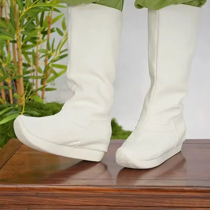 Китайские ботинки Hanfu женские с бантом тканевые Винтажные белые черные мылом на