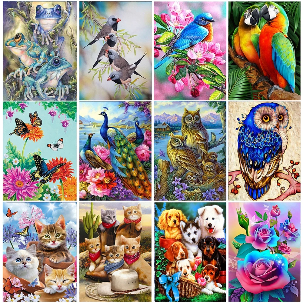 

Алмазная живопись 5D «сделай сам», Набор для вышивки крестиком с милыми животными и птицами, Ручная инкрустация, подарок, украшение для стены...