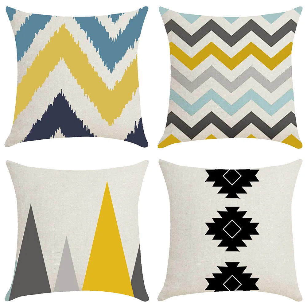 

Modern Simple Home Decoration Geometric Stripes Line Sofa Cushion Cover 45x45cm Lnvisible Print Zipper Breathable Pillowcase