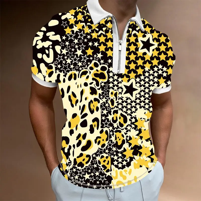 

Summer High Quality 3d Print Star Polo Shirt Men Business & Casual Polo Homme Short Sleeve 100% Cotton Breathable