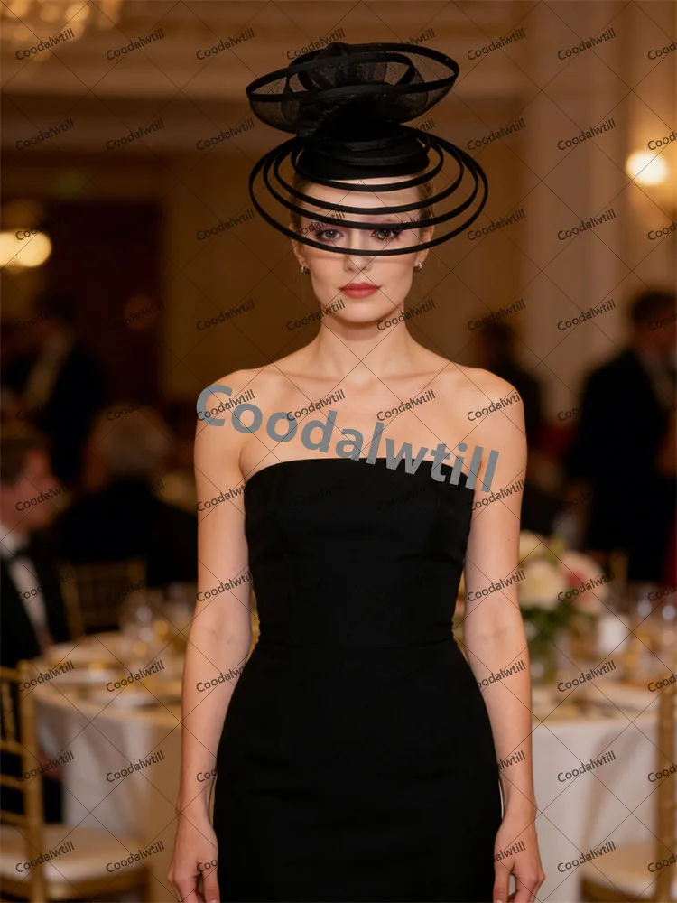 Фото Сетчатая модная шляпа Royal Ascot Fascinator, женские удивительные коктейльные головные уборы, синие дерби, аксессуары для волос в Кентукки, женские вечерние шапки №4