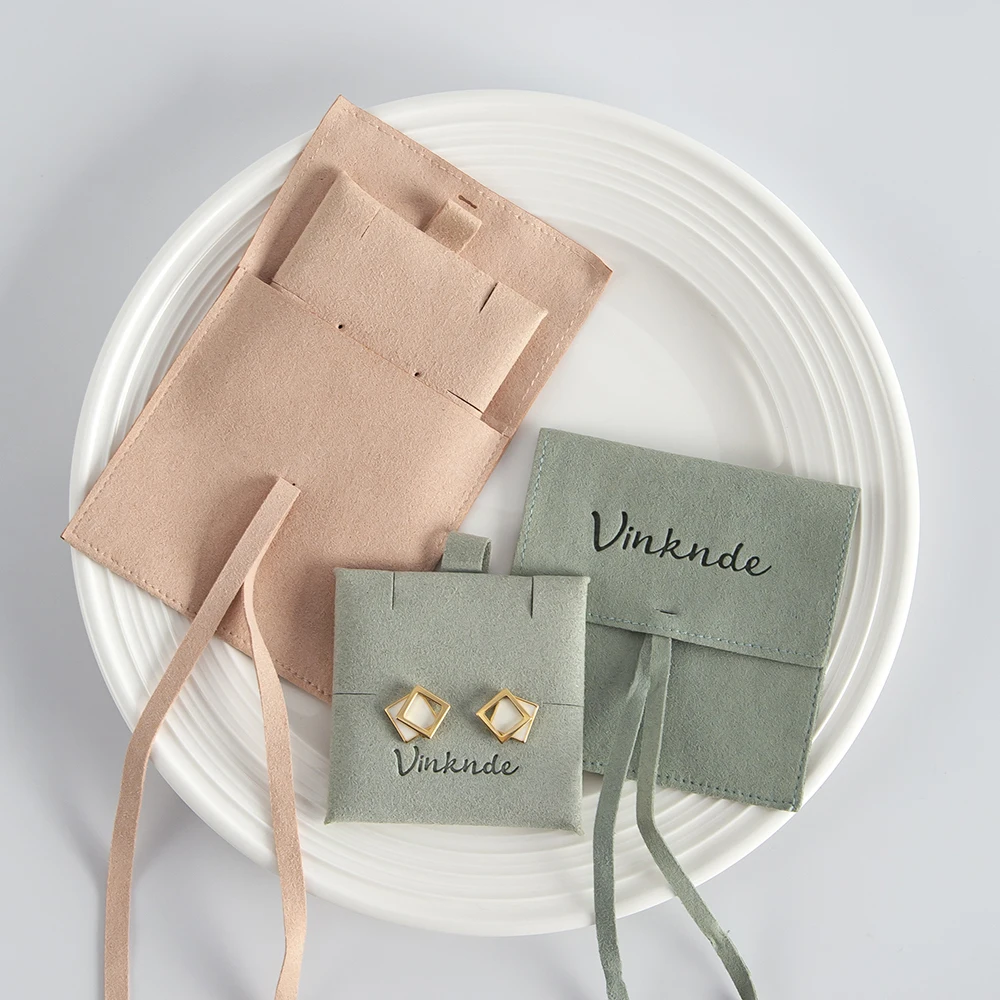 Custom 8*8cm Microfiber Jewelry Bag With Insert Pad Wholesale Velvet Necklace Earrings Wedding Packaging Storage Pouch With Logo