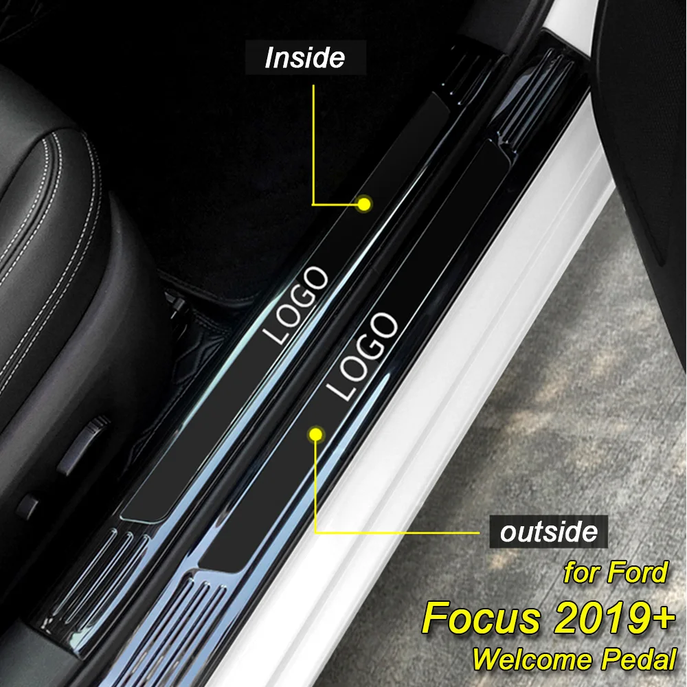 

For Ford Focus MK4 2019+ Welcome Pedal Bumpers Threshold Bar Protect Door Sill Trim Strips Cover Stainless steel Car Accessories