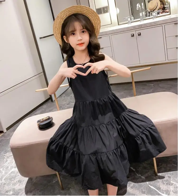 

2022 New Summer Mesh Lace Dress Kids Off Shoulder Mesh Lace Princess Teenager Girl Clothes Lapels Layer 5 7 8 6 9 11 12 14 Year