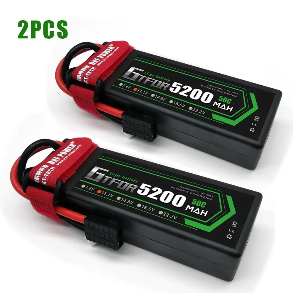 

GTFDR 11.1V 5200mah 50C 3S Lipo Battery Max 100C 3.7V 1000mah 25C Max 60C Replacement Parts for Rc Car Traxxas Drone
