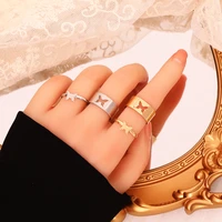 lats gold color butterfly rings for women men lover couple rings set friendship wedding adjustable open ring 2021 jewelry gift