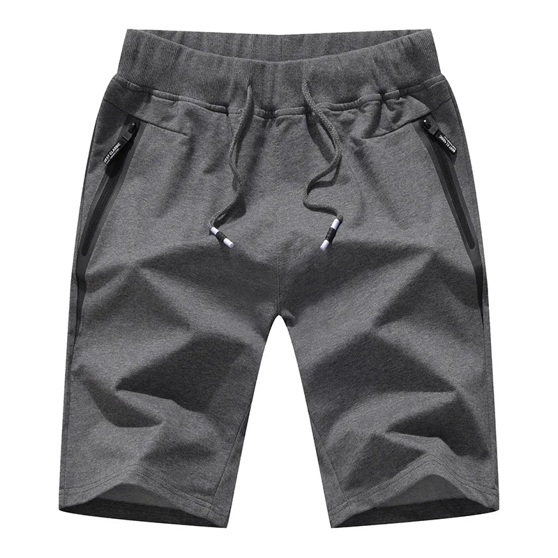 

Aoottii 2022 men's knitted cotton shorts summer thin zipper pocket hot sale beach pants Casual Male Sports Shorts