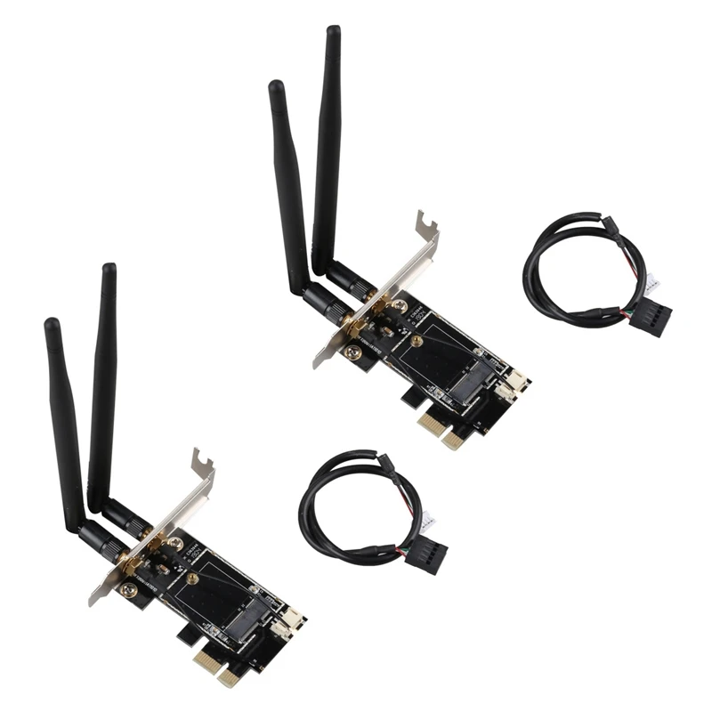 

2X PCI-E X1 To M.2 NGFF E-Key Wifi Wireless Network Adapter Converter Card With Bluetooth For Desktop PC